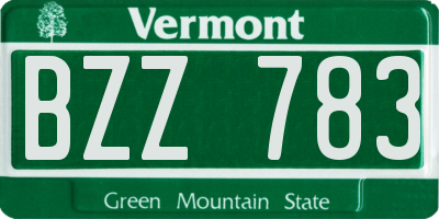 VT license plate BZZ783
