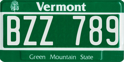 VT license plate BZZ789