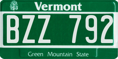 VT license plate BZZ792