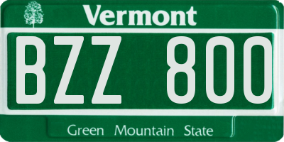VT license plate BZZ800