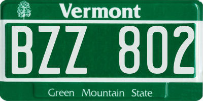 VT license plate BZZ802