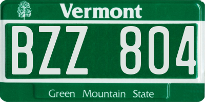 VT license plate BZZ804