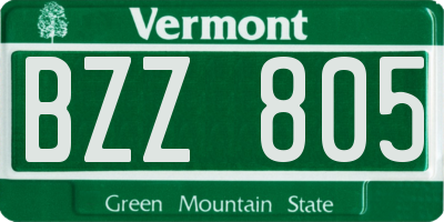 VT license plate BZZ805