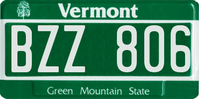 VT license plate BZZ806