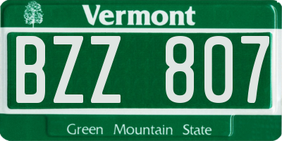 VT license plate BZZ807