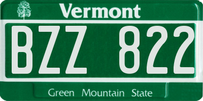 VT license plate BZZ822