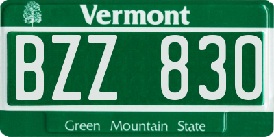 VT license plate BZZ830