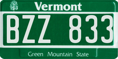 VT license plate BZZ833