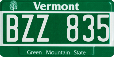 VT license plate BZZ835