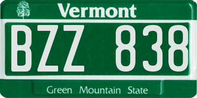 VT license plate BZZ838