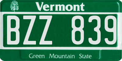 VT license plate BZZ839