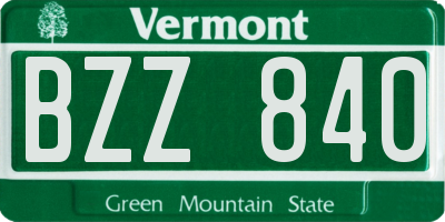 VT license plate BZZ840