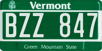 VT license plate BZZ847
