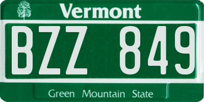 VT license plate BZZ849