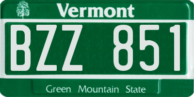 VT license plate BZZ851