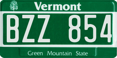VT license plate BZZ854