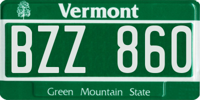 VT license plate BZZ860