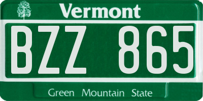 VT license plate BZZ865