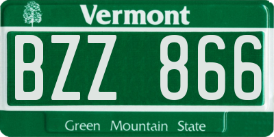 VT license plate BZZ866