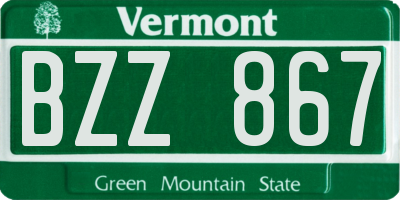 VT license plate BZZ867