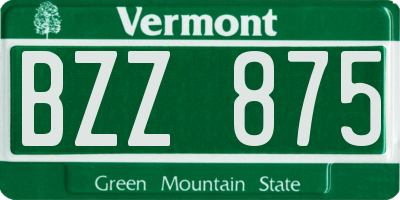 VT license plate BZZ875