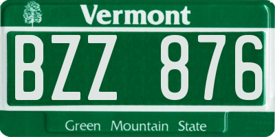 VT license plate BZZ876