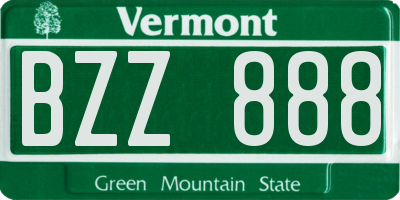 VT license plate BZZ888
