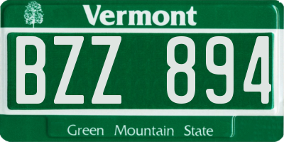 VT license plate BZZ894