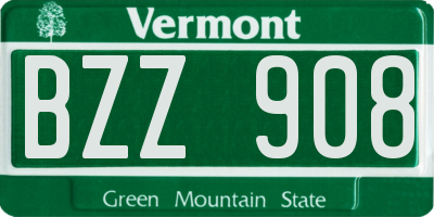 VT license plate BZZ908