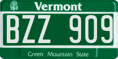 VT license plate BZZ909