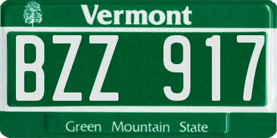 VT license plate BZZ917