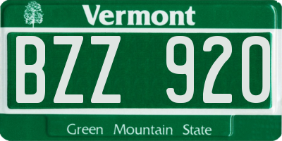 VT license plate BZZ920