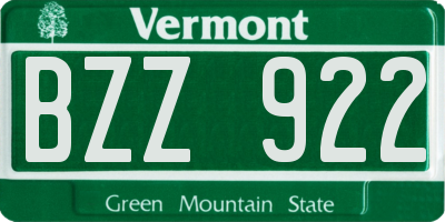 VT license plate BZZ922
