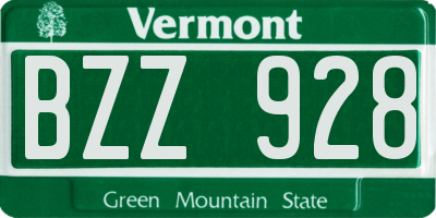 VT license plate BZZ928