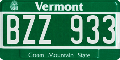 VT license plate BZZ933