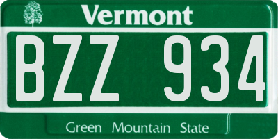 VT license plate BZZ934
