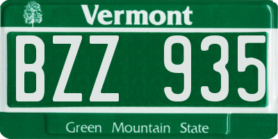 VT license plate BZZ935