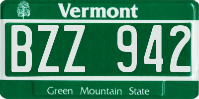 VT license plate BZZ942