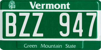 VT license plate BZZ947
