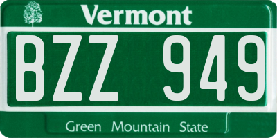 VT license plate BZZ949