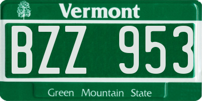 VT license plate BZZ953