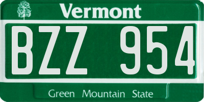 VT license plate BZZ954