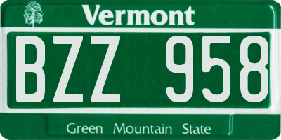VT license plate BZZ958