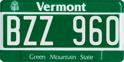VT license plate BZZ960