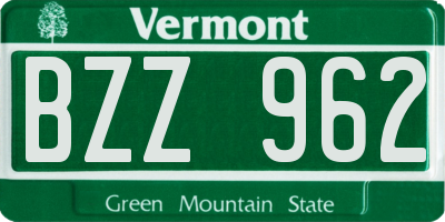 VT license plate BZZ962