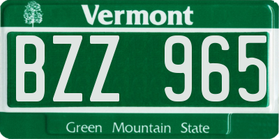 VT license plate BZZ965