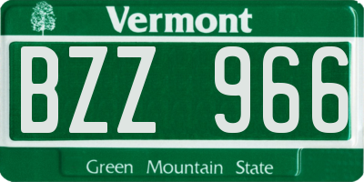 VT license plate BZZ966