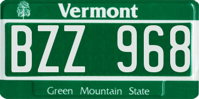 VT license plate BZZ968
