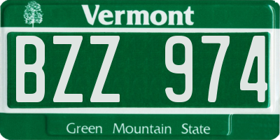 VT license plate BZZ974