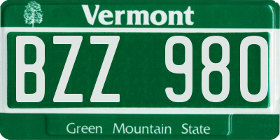 VT license plate BZZ980